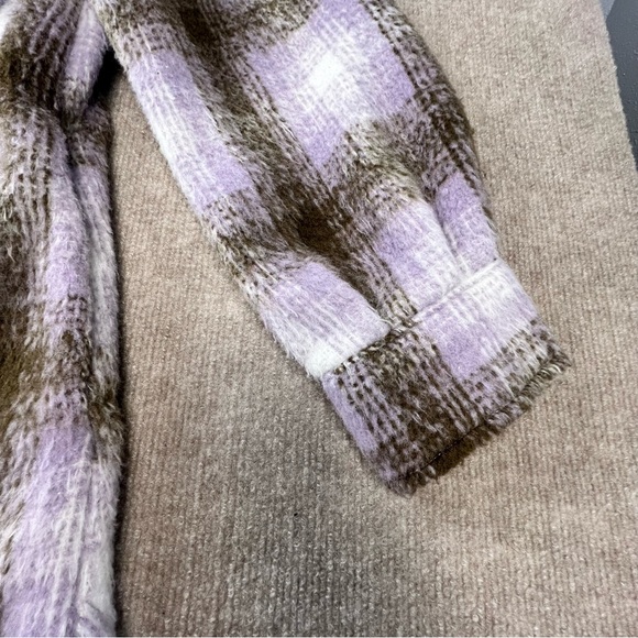 Bagatelle Purple Plaid Women’s Jacket Shacket Button Up Size Small Oversized - Picture 10 of 14